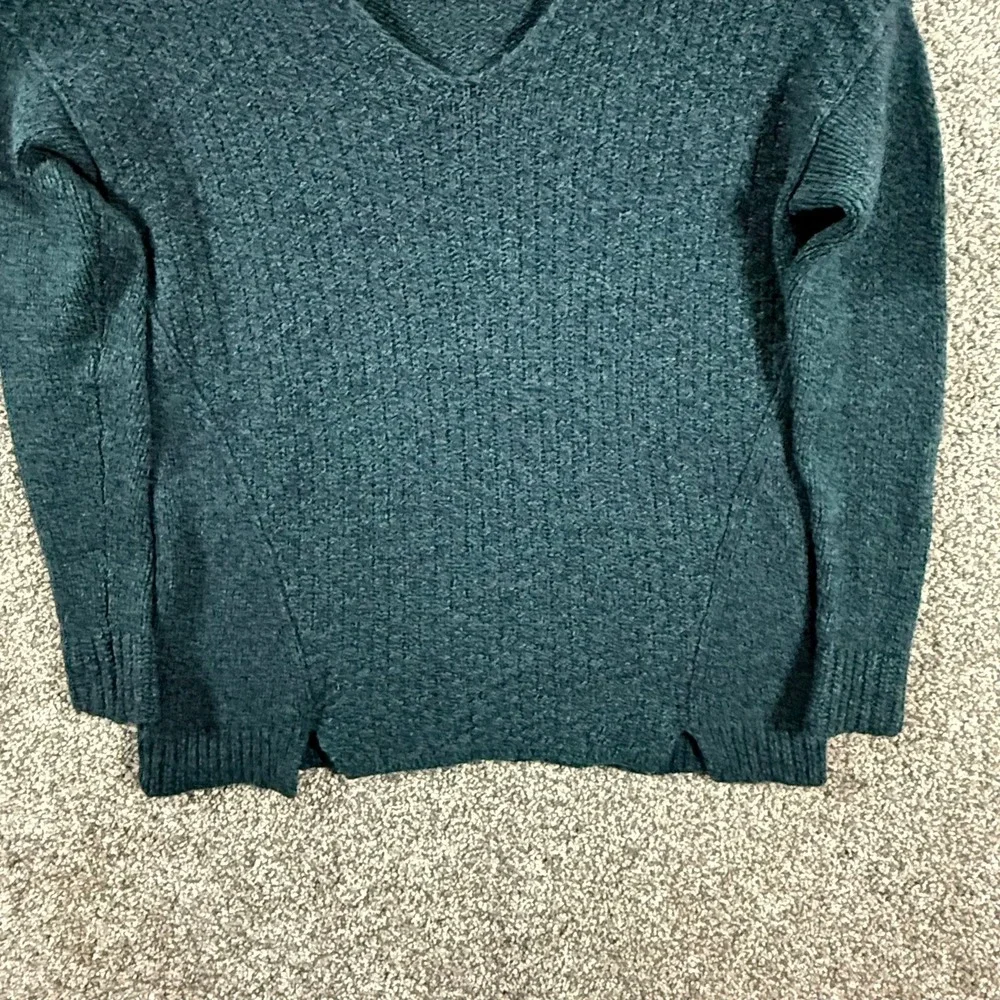 Ann Taylor LOFT Petites Wool Blend V-Neck Sweater Dark Teal Green SP 357048